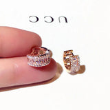 JUWANG Round Micro Inlaid Rhinestone Ear Stud for Women