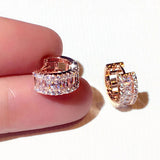 JUWANG Round Micro Inlaid Rhinestone Ear Stud for Women