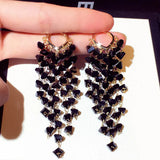 JUWANG Shine Glamour Crystal Earrings Long Flash Jewelry