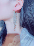 JUWANG Shine Glamour Crystal Earrings Long Flash Jewelry