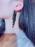 JUWANG Shine Glamour Crystal Earrings Long Flash Jewelry