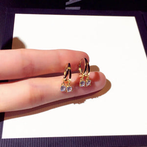 JUWANG Minimalist Micro Inlaid Rhinestone Earrings