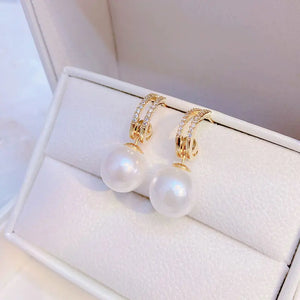JUWANG Freshwater Pearl Earrings Minimalist Lady Temperament Jewelry