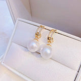 JUWANG Freshwater Pearl Earrings Minimalist Lady Temperament Jewelry