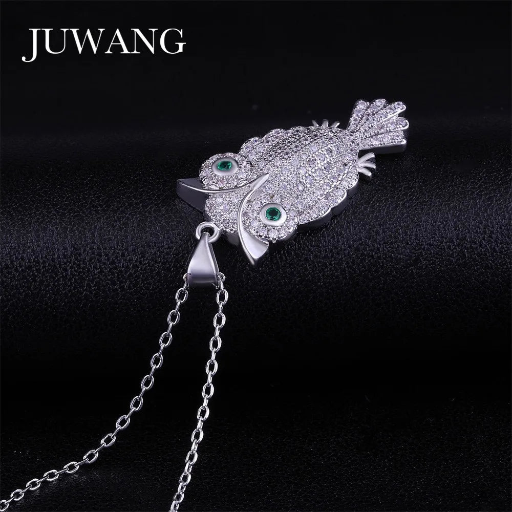 Vintage Owl CZ Necklace for Women Girl Chain Jewelry Christmas Gift
