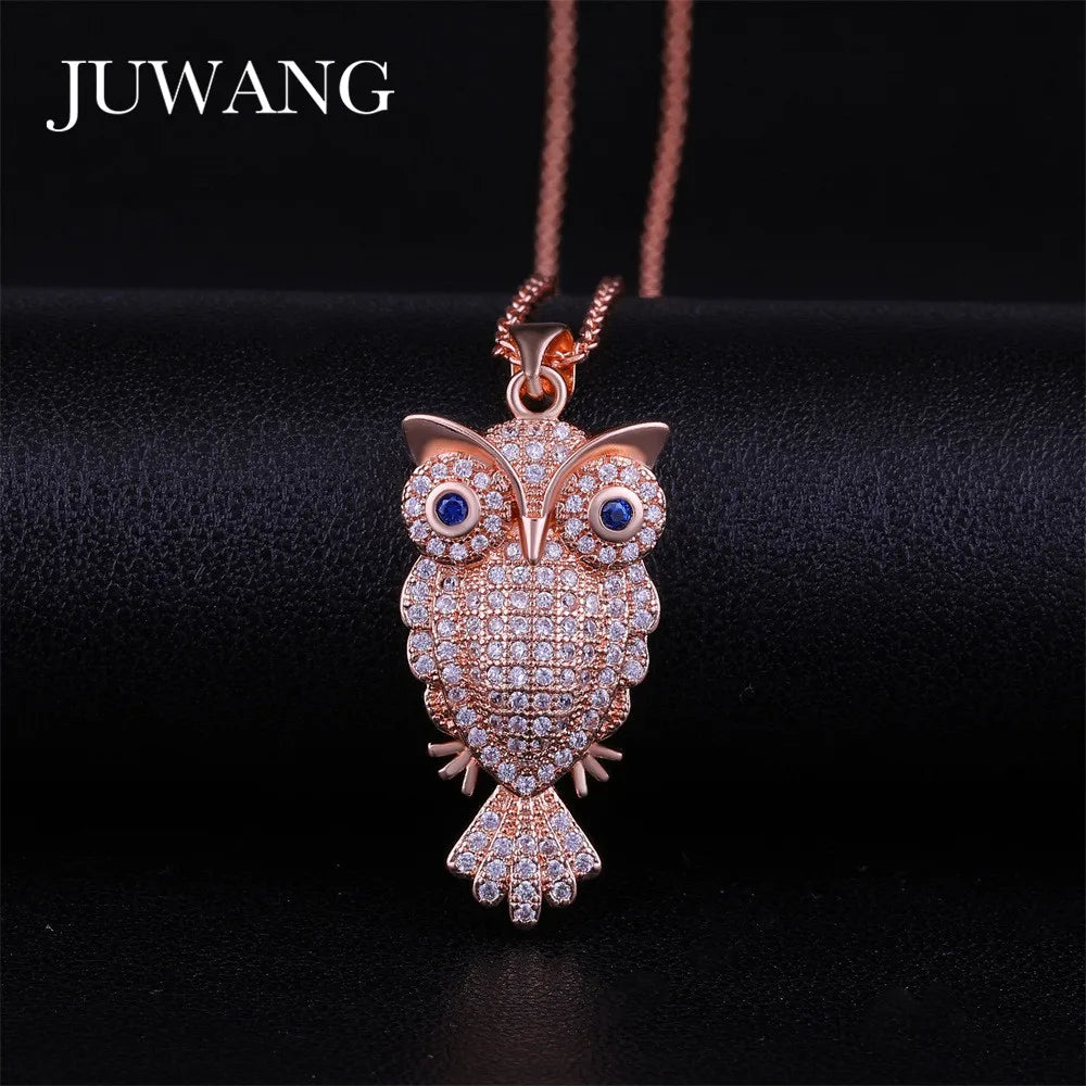 Vintage Owl CZ Necklace for Women Girl Chain Jewelry Christmas Gift