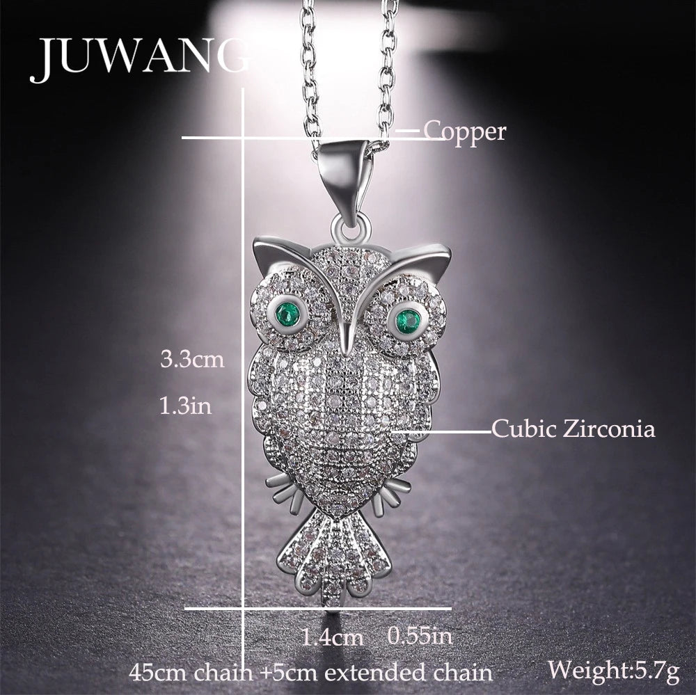 Vintage Owl CZ Necklace for Women Girl Chain Jewelry Christmas Gift