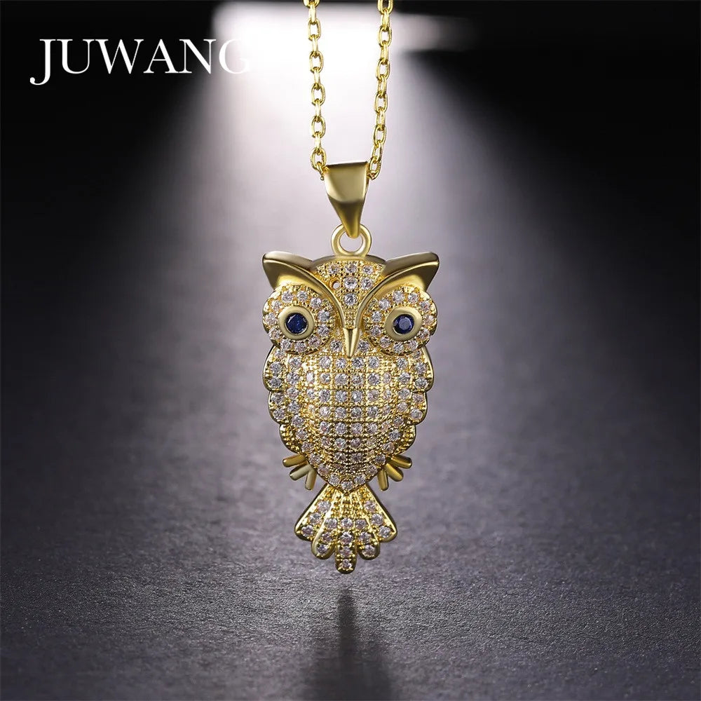 Vintage Owl CZ Necklace for Women Girl Chain Jewelry Christmas Gift