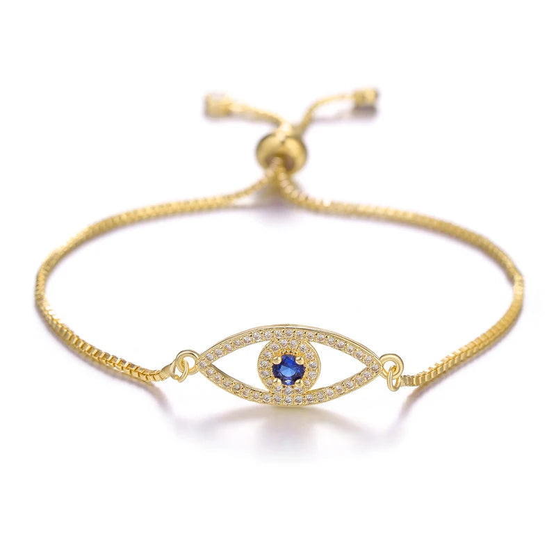 Women Link Bracelets Evil Eye Charm Adjustable Chain Bracelet DIY