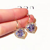 JUWNAG Hearts Top Zircon Inlaid Earrings Charm For Lady