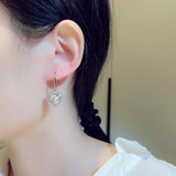 JUWNAG Hearts Top Zircon Inlaid Earrings Charm For Lady
