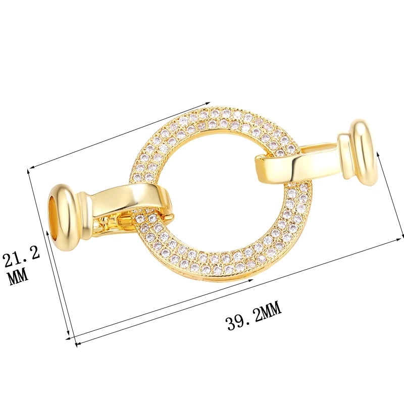 14K Real Plating Fastener Clasps Hooks with AAA Cubic Zirconia for DIY Jewelry