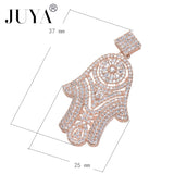 Fatima Hand Pendant Necklace Cubic Zirconia Amulet Charms Plated
