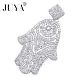Fatima Hand Pendant Necklace Cubic Zirconia Amulet Charms Plated