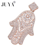 Fatima Hand Pendant Necklace Cubic Zirconia Amulet Charms Plated