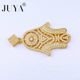 Fatima Hand Pendant Necklace Cubic Zirconia Amulet Charms Plated