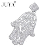 Fatima Hand Pendant Necklace Cubic Zirconia Amulet Charms Plated
