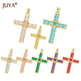 Classic Colorful Crystal Zircon Religious Cross Pendant