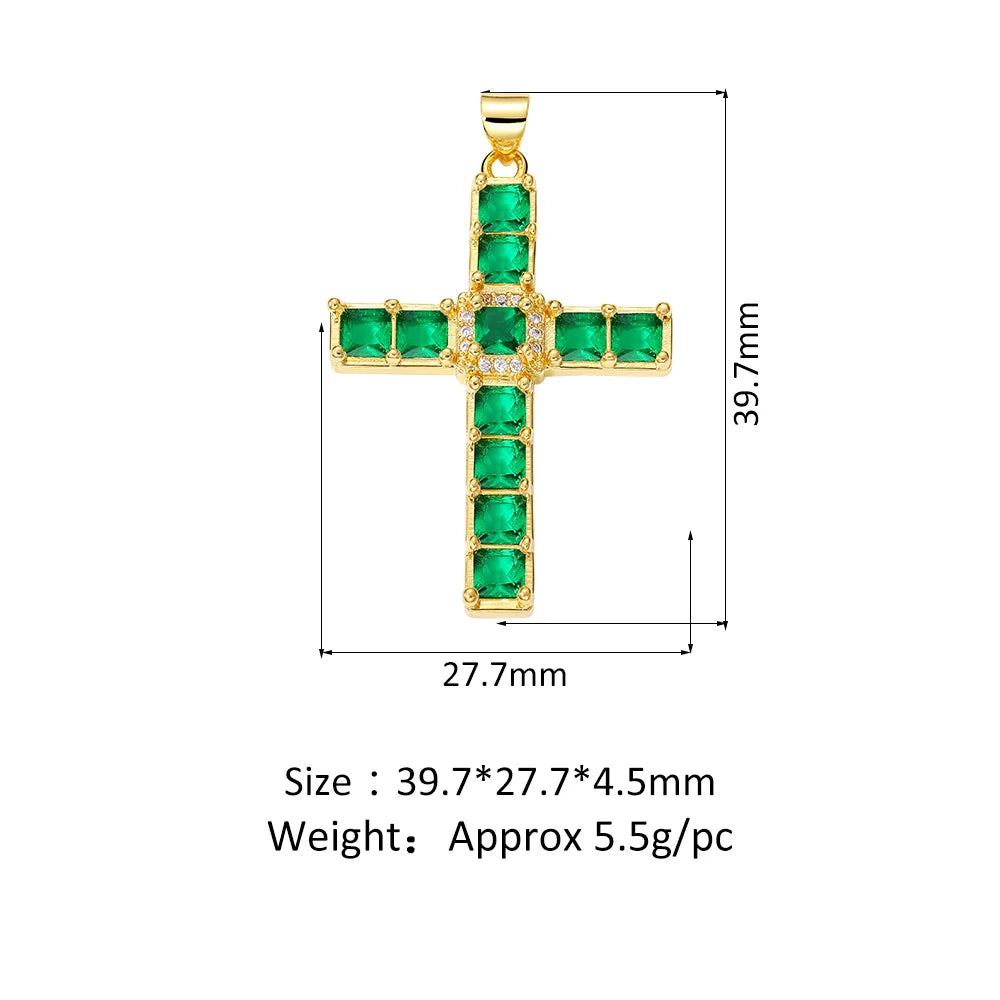 Classic Colorful Crystal Zircon Religious Cross Pendant