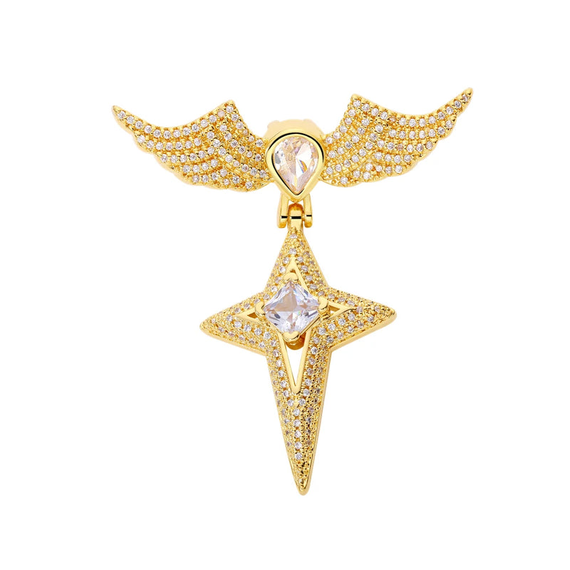 Copper Star Cross Wings Crystal DIY Pendant Necklace