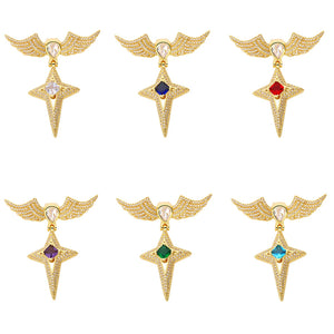 Copper Star Cross Wings Crystal DIY Pendant Necklace