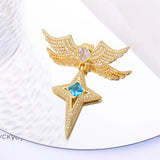 Copper Star Cross Wings Crystal DIY Pendant Necklace