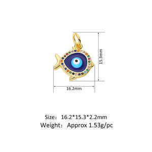 Punk Evil Eye Charm Pendant Love Small Fish Palm Round Jewelry Necklace Bracelet