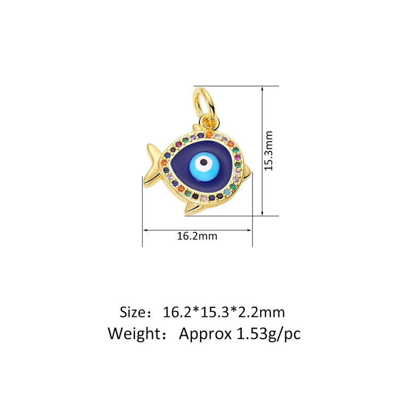 Punk Evil Eye Charm Pendant Love Small Fish Palm Round Jewelry Necklace Bracelet
