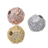 5 Pcs 10mm CZ Mosaic Round Lucky Beads for Jewelry Making