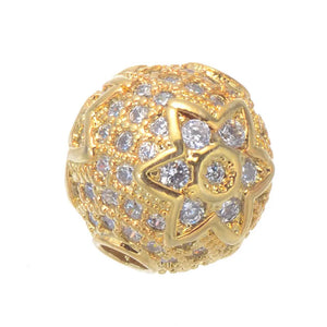 5 Pcs 10mm CZ Mosaic Round Lucky Beads for Jewelry Making