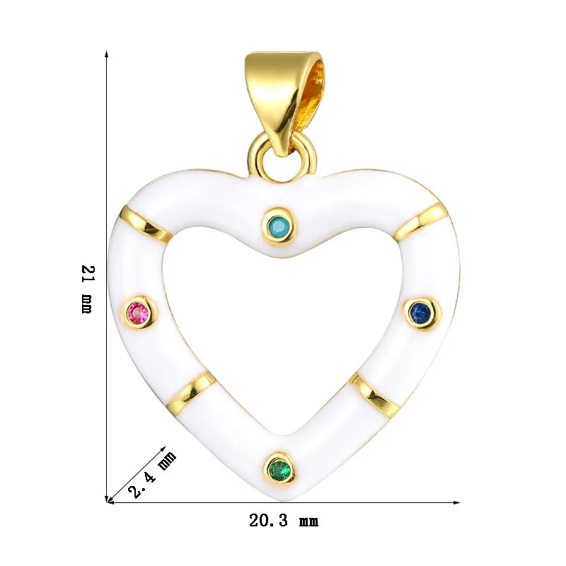 5 Pcs Candy Heart-shaped Copper Necklaces Charms Pendants DIY