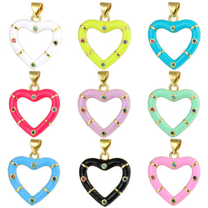 5 Pcs Candy Heart-shaped Copper Necklaces Charms Pendants DIY