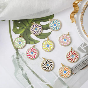 5 Pcs DIY Evil Eyes Necklace Pendants Candy Colors Charms Jewelry Findings