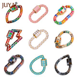 Copper Enamel Screw Clasps Oval Rainbow Lock Carabiner Jewelry Findings