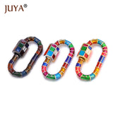 Copper Enamel Screw Clasps Oval Rainbow Lock Carabiner Jewelry Findings