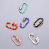 Copper Enamel Screw Clasps Oval Rainbow Lock Carabiner Jewelry Findings