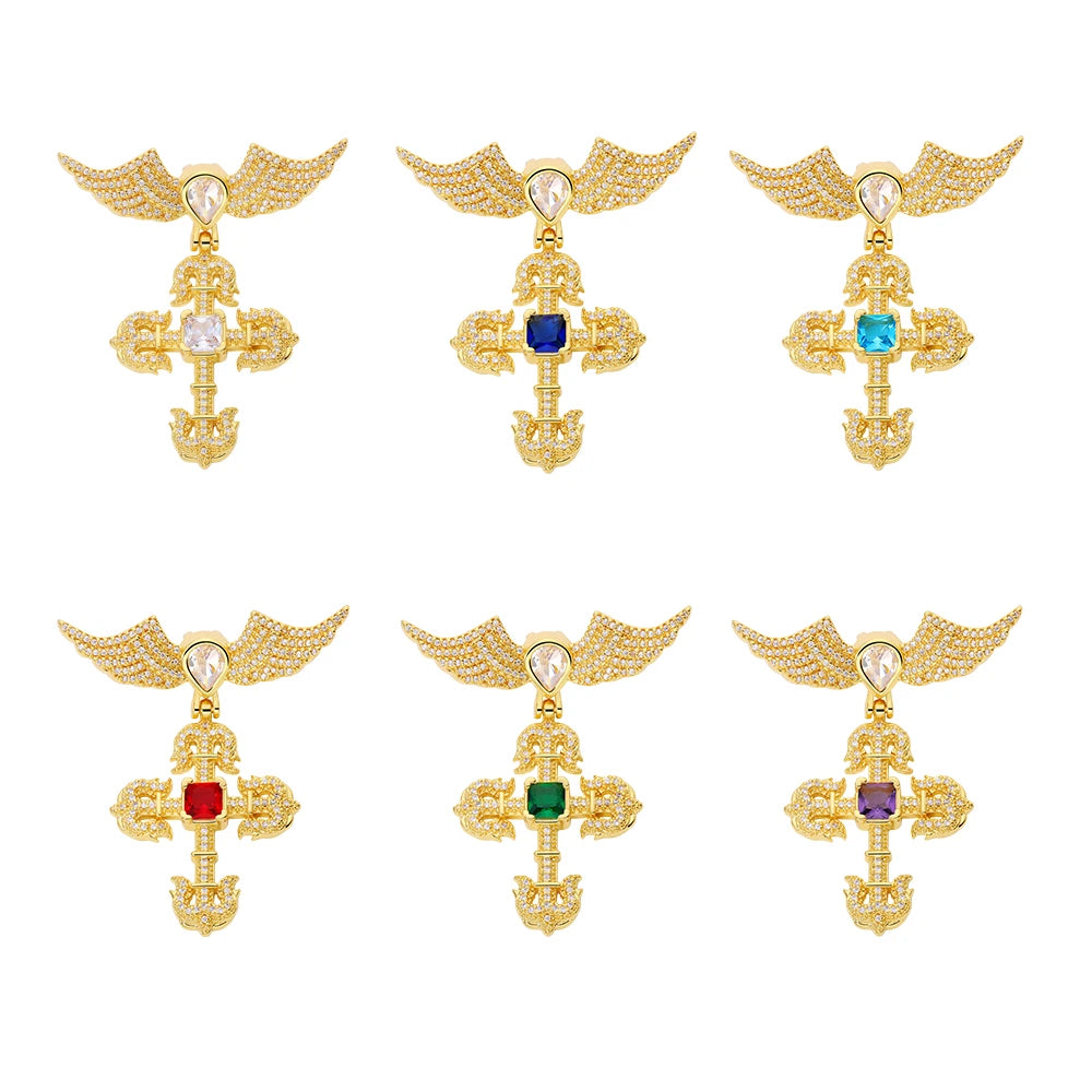 Cross Angel Wings Pendant Bracelet Necklace DIY Jewelry Making
