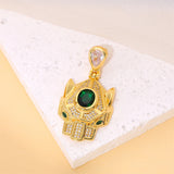 Europe America Copper Zircon Leopard Tiger Head Crystal Pendant Necklace