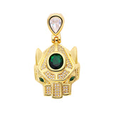 Europe America Copper Zircon Leopard Tiger Head Crystal Pendant Necklace