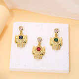 Europe America Copper Zircon Leopard Tiger Head Crystal Pendant Necklace