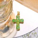 Colorful Cross Jesus Pendant Necklace Copper Christ DIY Jewelry Making