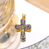 Colorful Cross Jesus Pendant Necklace Copper Christ DIY Jewelry Making
