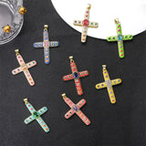 Zircon Cross Pendant Necklace Punk Colorful Christian Jewelry