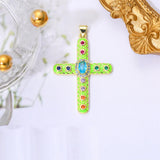 Zircon Cross Pendant Necklace Punk Colorful Christian Jewelry