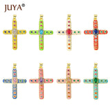 Zircon Cross Pendant Necklace Punk Colorful Christian Jewelry