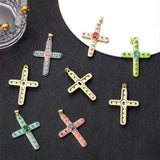 Zircon Cross Pendant Necklace Punk Colorful Christian Jewelry