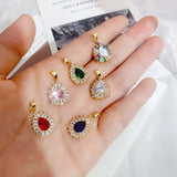 Water Drop Pendant Copper Zircon Necklace DIY Jewelry