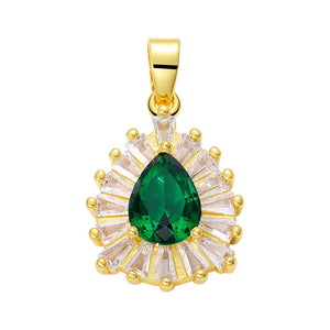 Water Drop Pendant Copper Zircon Necklace DIY Jewelry