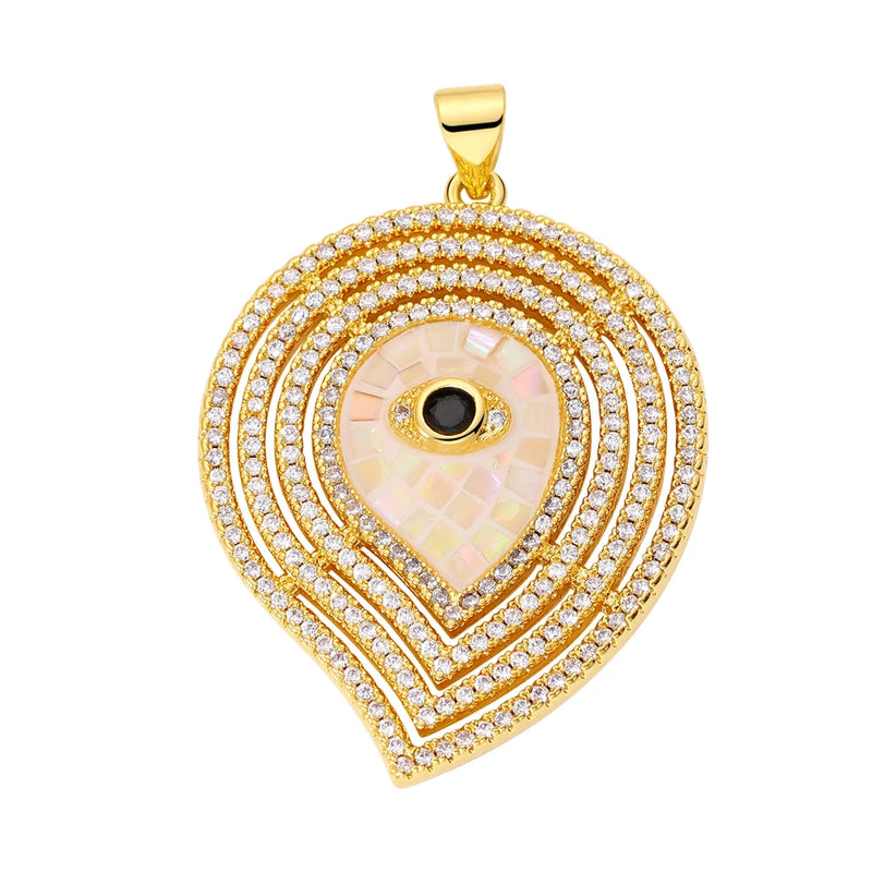 Water Drop Pendant Necklace Evil Eye Hollow Zircon Jewelry