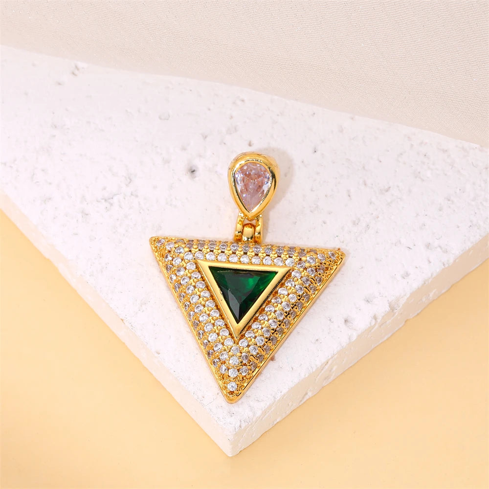 Korea Geometric Triangle Crystal Pendant Necklace Metal Jewelry DIY
